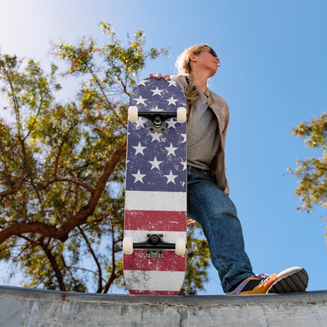 Vintag USA Flag Patrioamerikanisches Red White Blu Skateboard (Außenbereich 1)