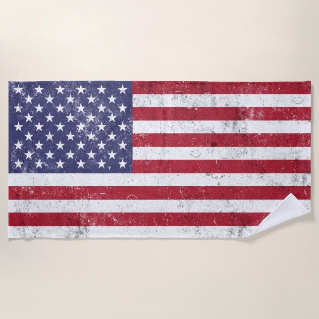 Vintag USA Flag Patrioamerikanisches Red White Blu Strandtuch (Vorderseite)