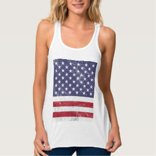 Vintag USA Flag Patrioamerikanisches Red White Blu Tank Top