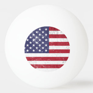 Vintag USA Flag Patrioamerikanisches Red White Blu Tischtennisball