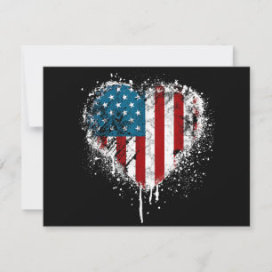 Vintag USA Herz 4. Juli Patriotische Amerikanerin  Dankeskarte