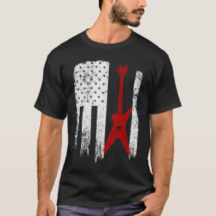 Vintag USA Red White Electric Gitarre Red Flag Wh T-Shirt