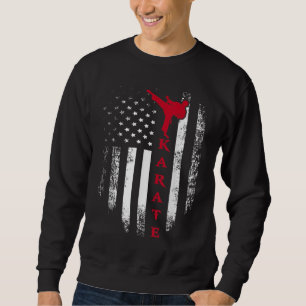 Vintag USA Red White Karate American Flag Cool Gi Sweatshirt