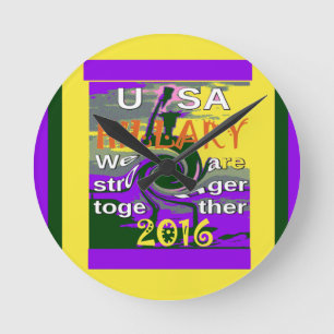 Vintag USA Stronger Together Abstrakt Art Print Runde Wanduhr