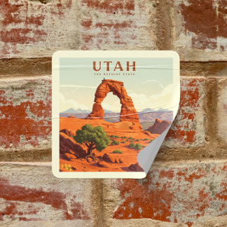 Vintag Utah Quadratischer Aufkleber