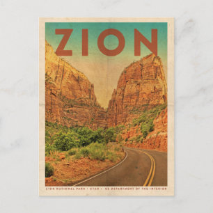 Vintag Utah Zion National Park Travel Postkarte