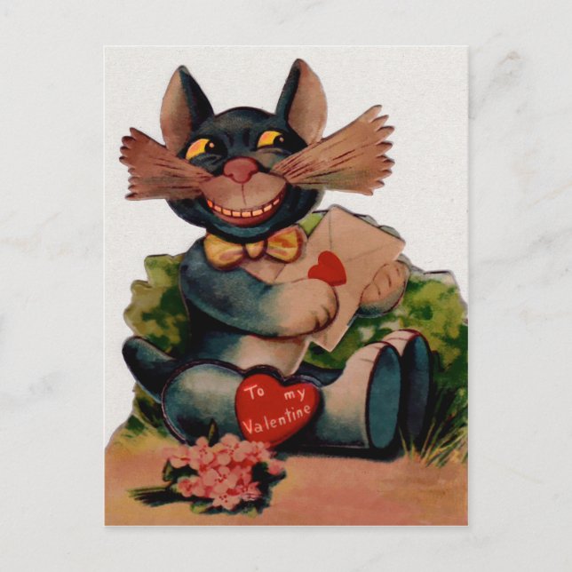 Vintag Valentine Cat Postkarte (Vorderseite)