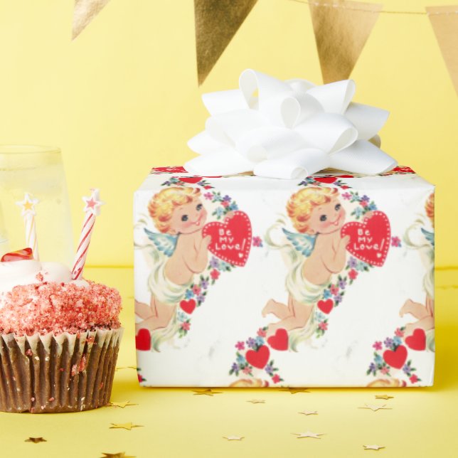 Vintag Valentine Cherub Angel Be Meine Liebe Geschenkpapier (Geburtstagsparty)