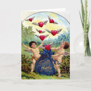 Vintag Valentine Cherubs Feiertagskarte