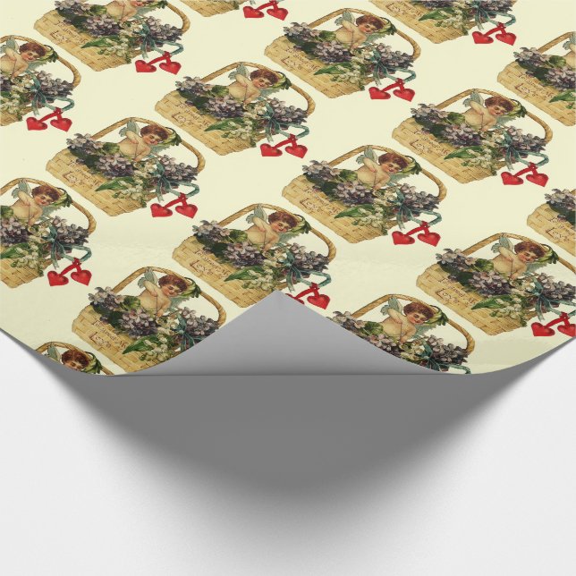 Vintag Valentine Cherubs Geschenkpapier (Ecke)