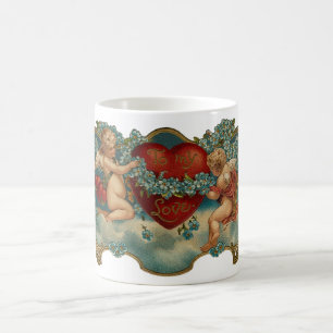 Vintag Valentine Cherubs Kaffeetasse