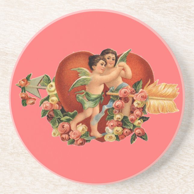 Vintag Valentine Cherubs Untersetzer (Vorne)