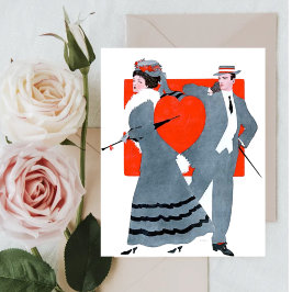 Vintag Valentine Couple Postkarte