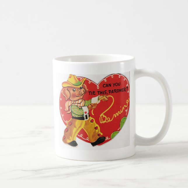 Vintag Valentine Cowboy Hog Kaffeetasse (Rechts)