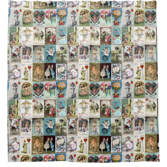 Vintag Valentine Duschvorhang (Vorderseite)