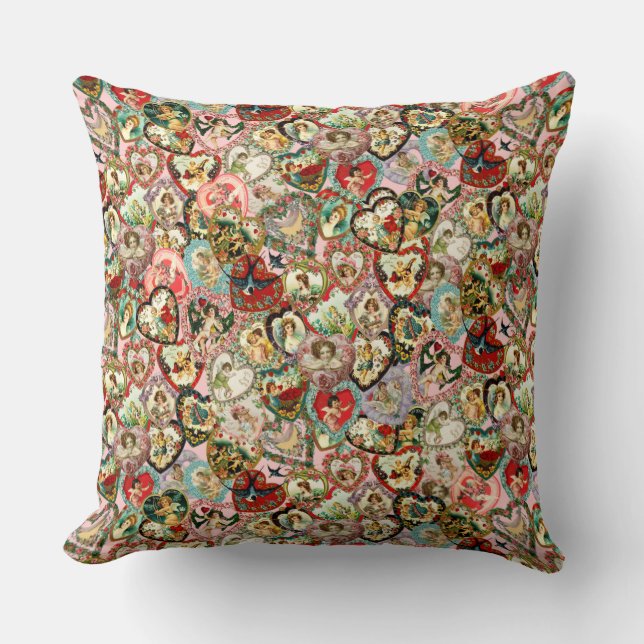 Vintag Valentine Hearts Kissen (Vorderseite)