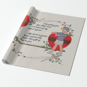 Vintag Valentine Kinder Niedliche Farbenfrohe Kuns Geschenkpapier