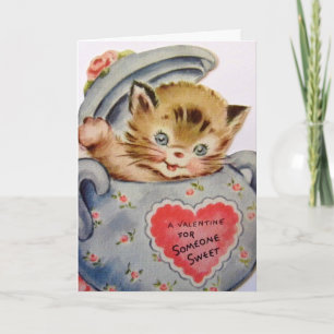 Vintag Valentine Kitten Feiertagskarte
