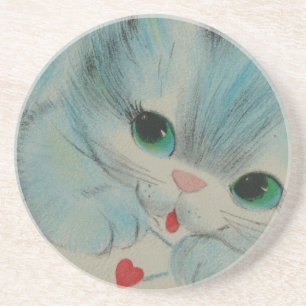 Vintag Valentine Kitten Sandstein Untersetzer