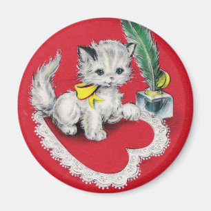 Vintag Valentine Kitty Magnet