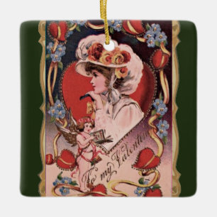 Vintag Valentine Lady Keramikornament