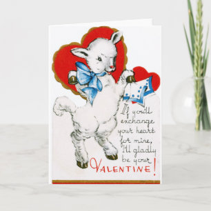 Vintag Valentine Lamb Feiertagskarte