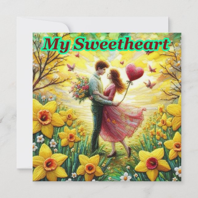 Vintag Valentine ~my SWEETHEART ~ Couple ~ Feiertagskarte (Vorderseite)