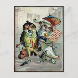 Vintag Valentine Owls Postkarte