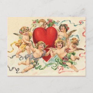 Vintag Valentine Playful Cherubs Postkarte