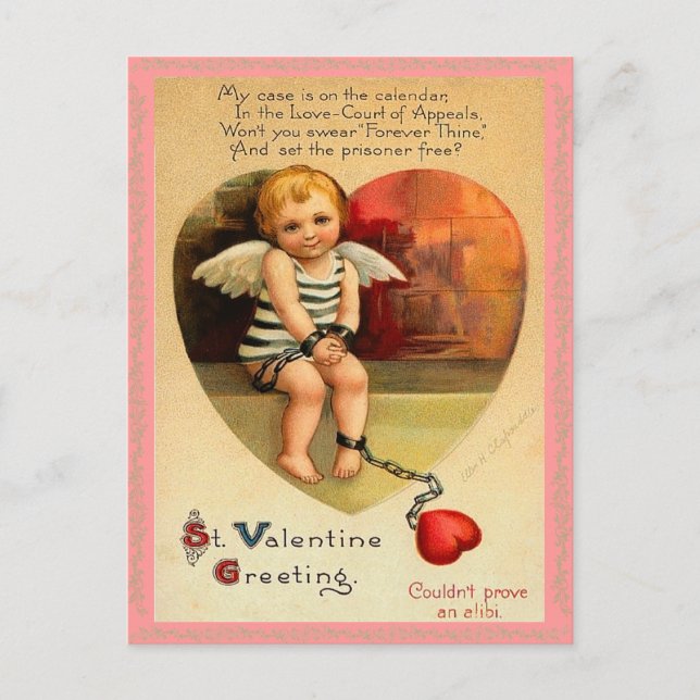 Vintag Valentine Postkarte (Vorderseite)