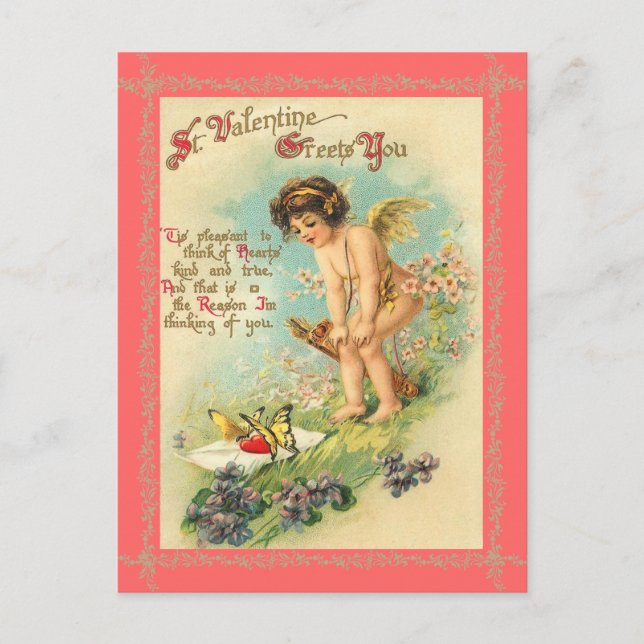Vintag Valentine Postkarte (Vorderseite)