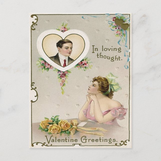 Vintag Valentine Postkarte (Vorderseite)