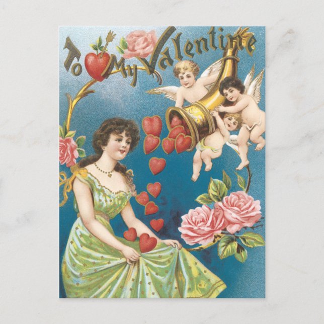 Vintag Valentine Postkarte (Vorderseite)