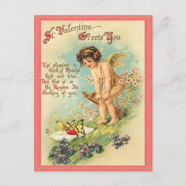 Vintag Valentine Postkarte (Vorderseite)