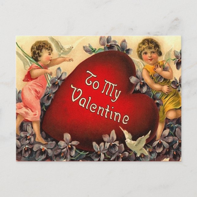 Vintag Valentine Postkarte (Vorderseite)