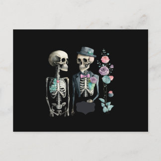 Vintag Valentine Skeleton Couple Postkarte