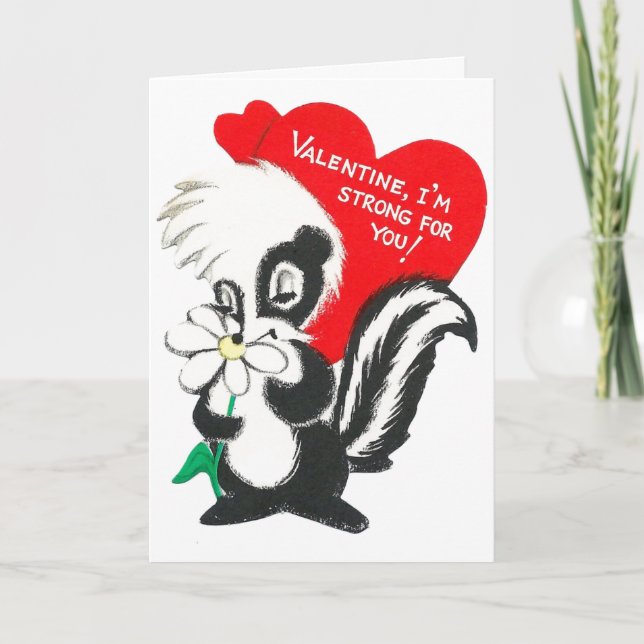 Vintag Valentine Skunk Feiertagskarte (Vorderseite)