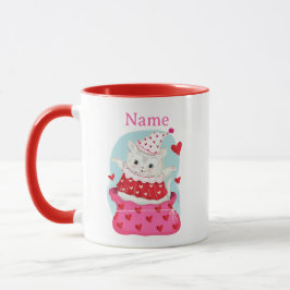 Vintag Valentine White Cat Clown Tasse