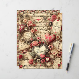 Vintag Valentines Ephemera Scrapbook Paper