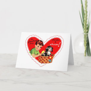 Vintag Valentines Welpe Du bist ein Gewinner Feiertagskarte