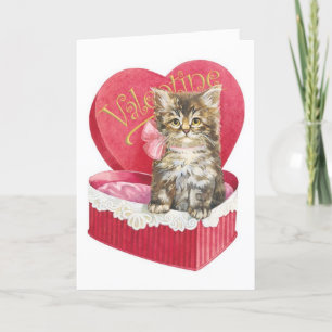 Vintag Valentinstag Kitten, Feiertagskarte