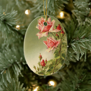 Vintag Valentinstag Rosa Viktorianische Gartenanla Keramik Ornament