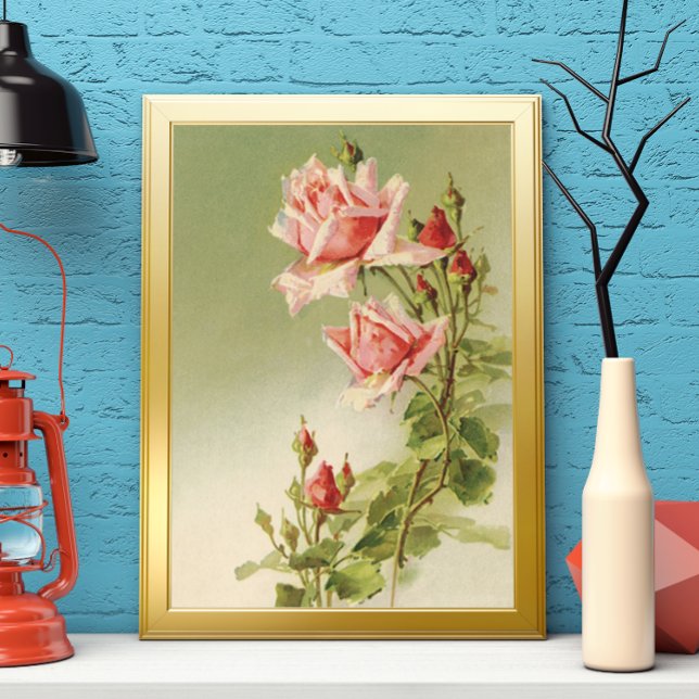 Vintag Valentinstag Rosa Viktorianische Gartenanla Poster (Von Creator hochgeladen)