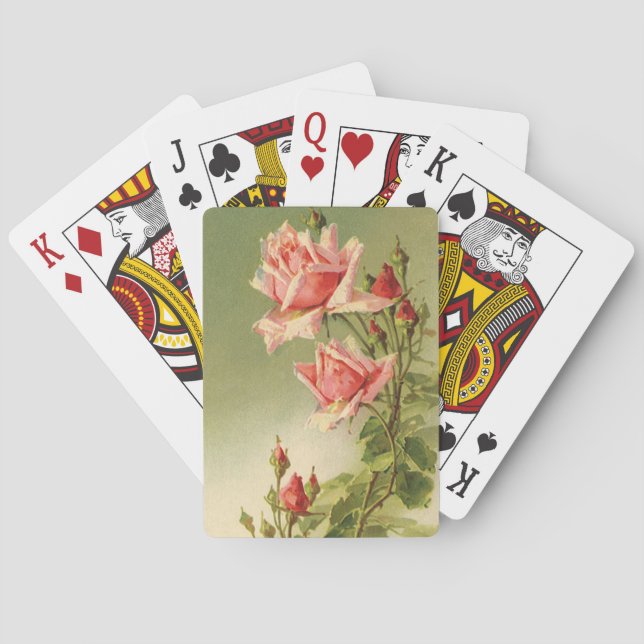 Vintag Valentinstag Rosa Viktorianische Gartenanla Spielkarten (Rückseite)