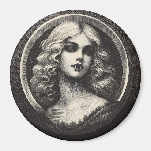 Vintag Vampire Gothic Horror Spooky Magnet (Vorne)