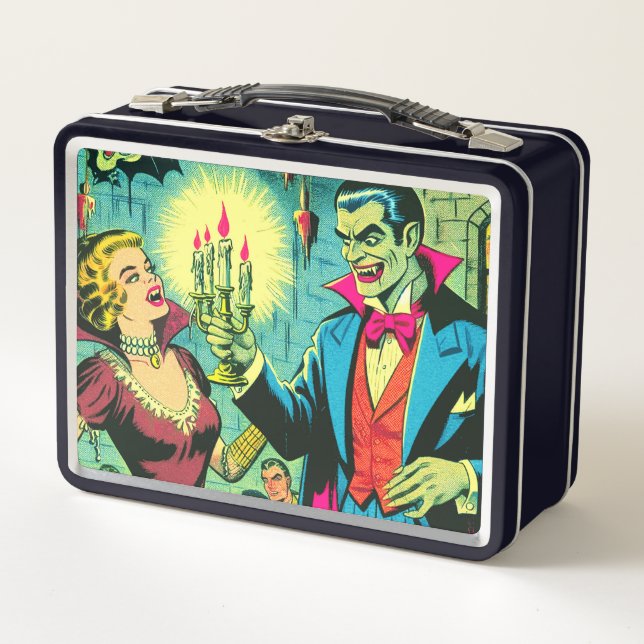 Vintag Vampire Horror Comicen Metall Brotdose (Vorderseite)