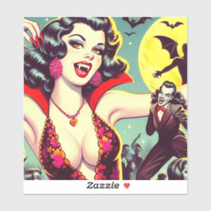 Vintag Vampire Horror Girl Aufkleber