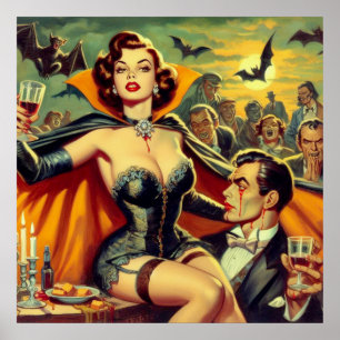 Vintag Vampire Woman Poster