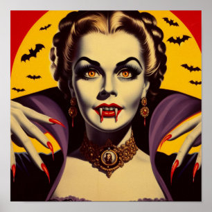 Vintag Vampire Woman Poster