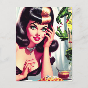 Vintag Vampire Woman Postkarte